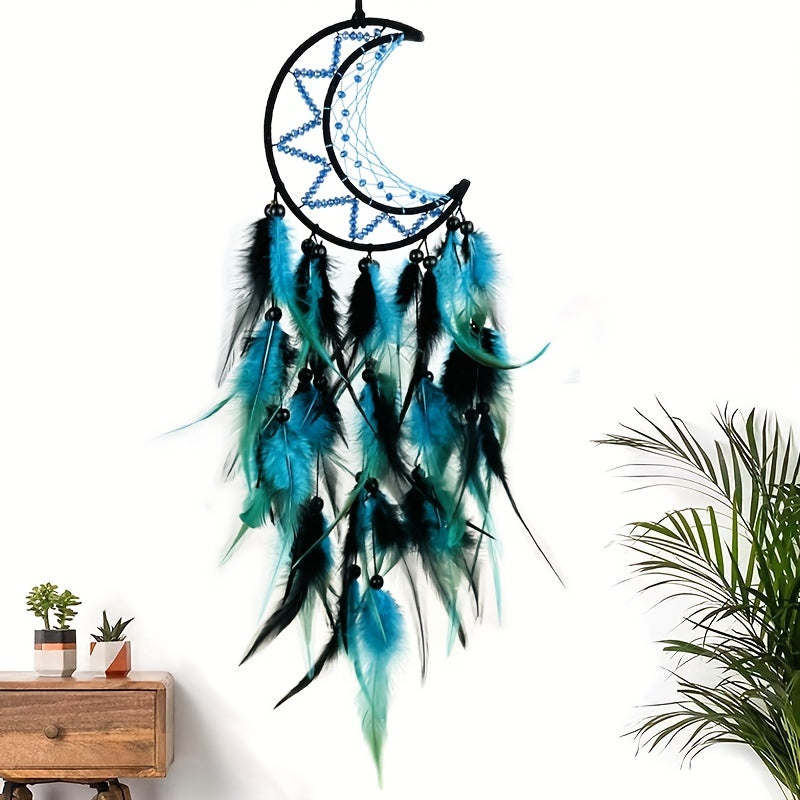 Moon Dream Catcher Hanging Decoration Woven Feather Wall Decoration
