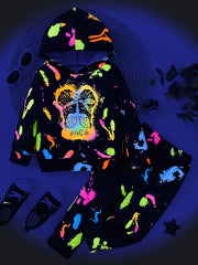Cartoon Girl Pattern Girl's 2pcs Hoodie & Sweatpants Set KID LIFE Print
