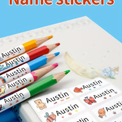 Custom Name Stickers Waterproof Labels 3x1, Variety Patterns, Animal Theme
