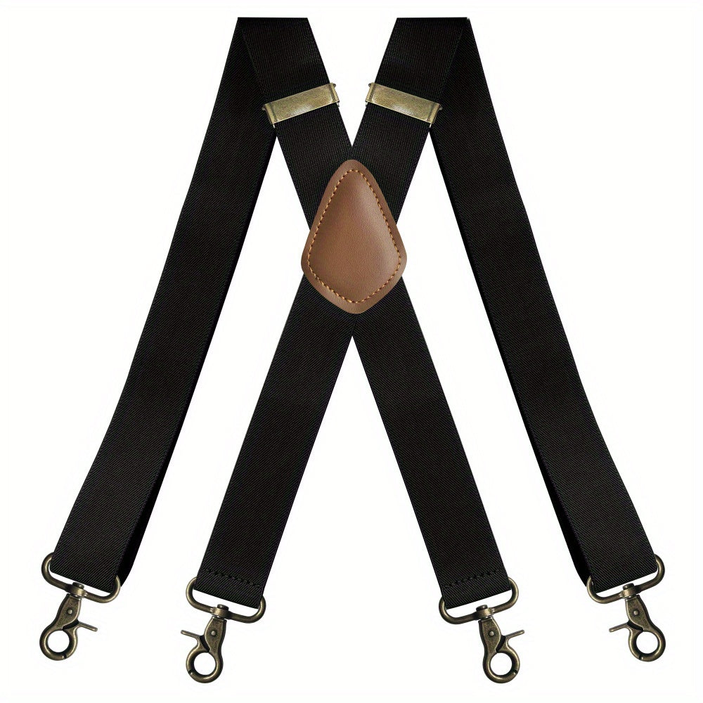Men's Adjustable Elastic Suspenders Trouser Braces 3X back 4 Snap Hooks