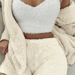 Cozy Pajama Set with Robe, Tank Top, and Shorts