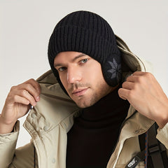 Men's Plush Warm Knitted Hat Beanie Cap With Ear Flaps