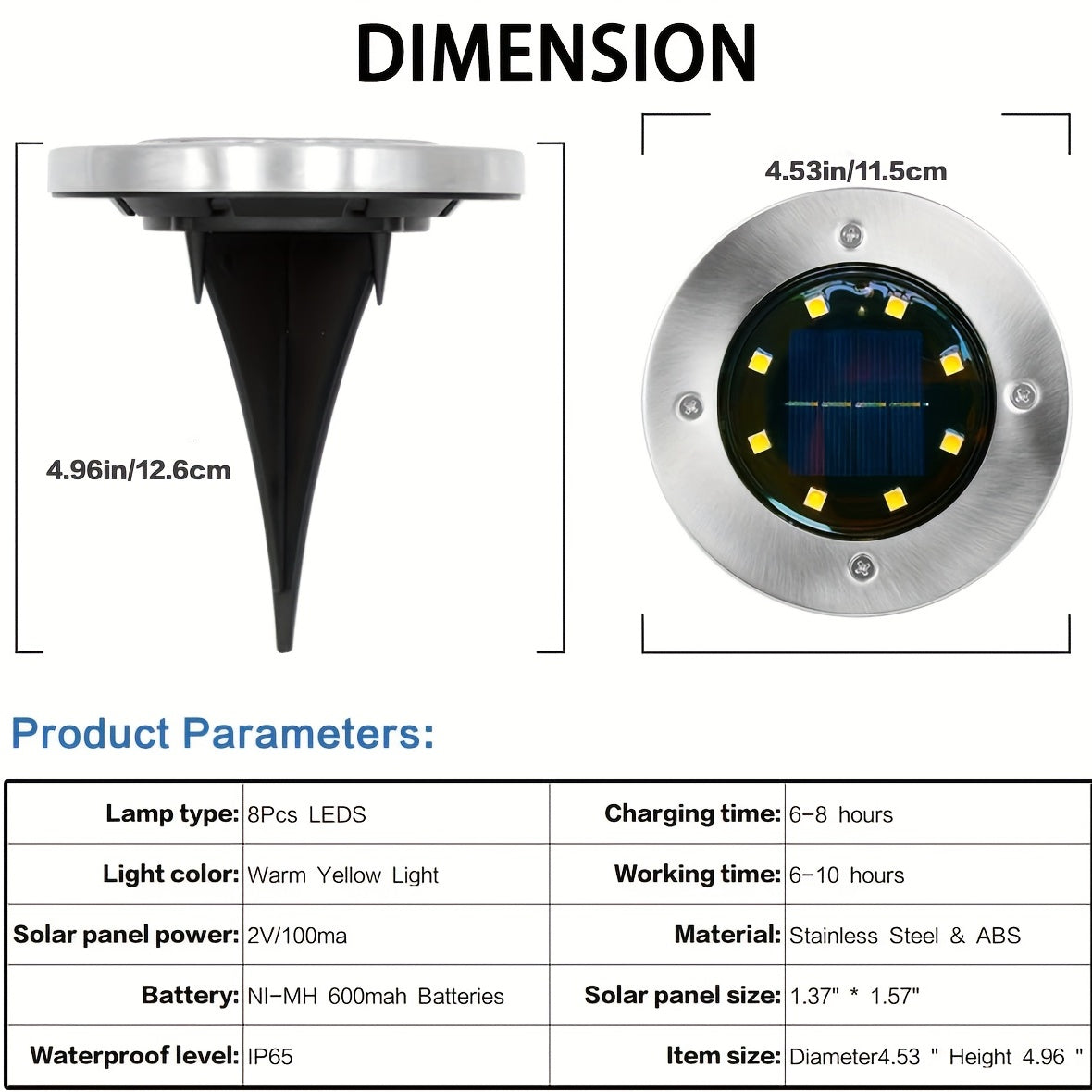8 LED Solar Ground Lights Outdoor Waterproof Solar Floor Lights Garden Lights