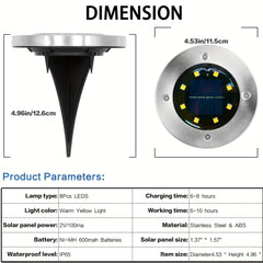 8 LED Solar Ground Lights Outdoor Waterproof Solar Floor Lights Garden Lights