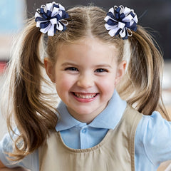 2pcs Hydrangea Hair Clips For Baby Girls Navy Grosgrain Ribbon Floral Hair Pins