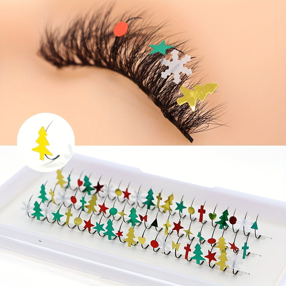 Individual Christmas Laser False Eyelashes with Sequins