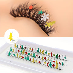 Individual Christmas Laser False Eyelashes with Sequins