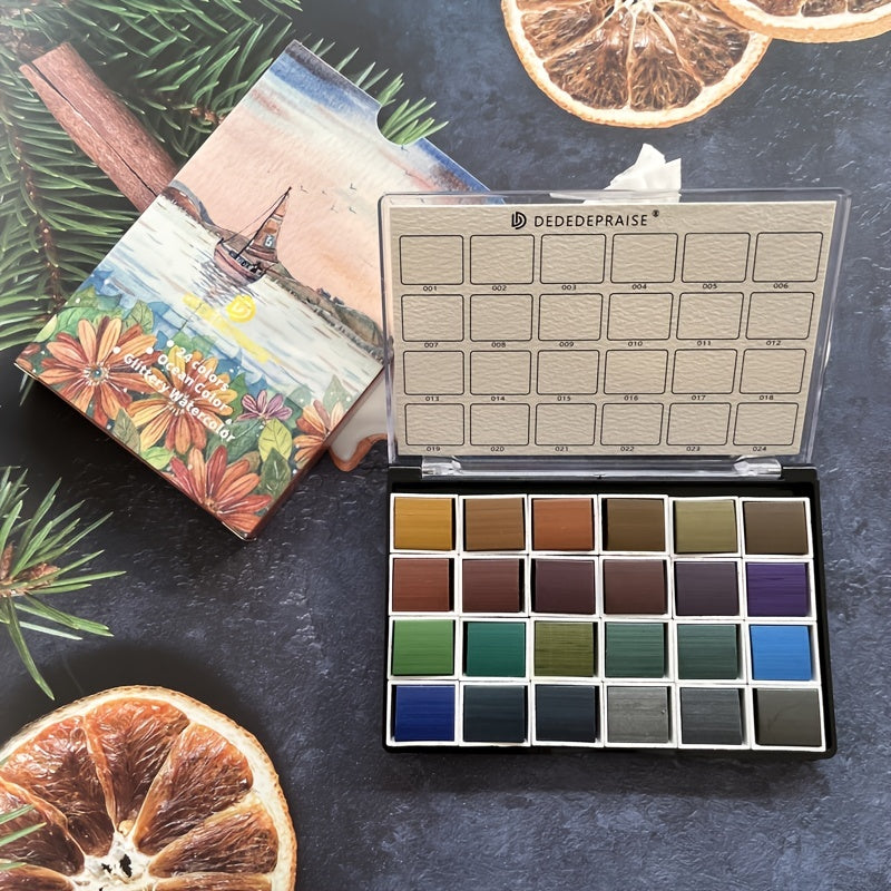 Sea Rhyme Solid Watercolor Pigment Metal Portable High Gloss