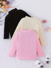 3pcs Baby Girl's Ruffled Long Sleeve Tops Blouse