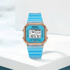 Boys Square Sports Luminous Alarm Multifunctional Watch