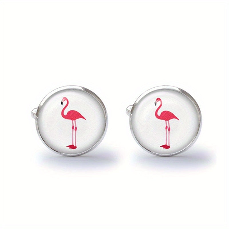 Tropical Bird Pink Flamingo Cufflinks