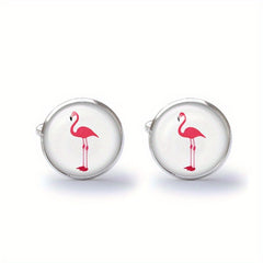 Tropical Bird Pink Flamingo Cufflinks