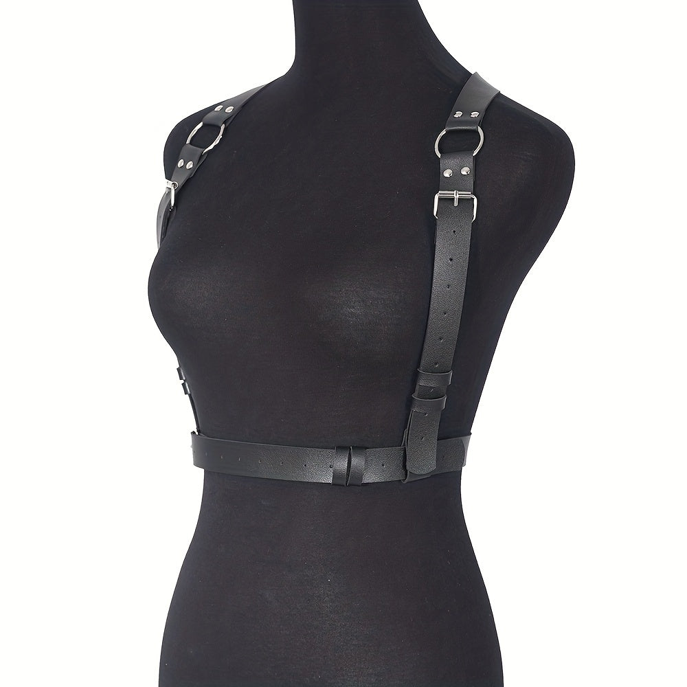 Punk Rivet PU Leather Belt Chest Harness Women Gothic Body Waistband