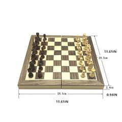 Wooden Chess and Checkers Set for Outdoor Fun
