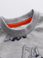 Excavator Graphic Toddler Pullover Sweatshirt for Boys and Girls