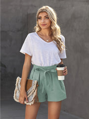 Drawstring Waist Casual Shorts With Pockets