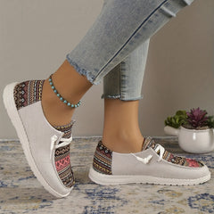 Women's Retro Canvas Lace-up Flat Sneakers