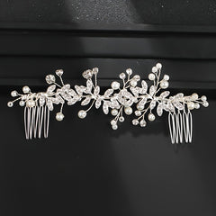 Crystal Comb Silver Golden Rose Golden Bridal Pearl & Crystal Hair Comb