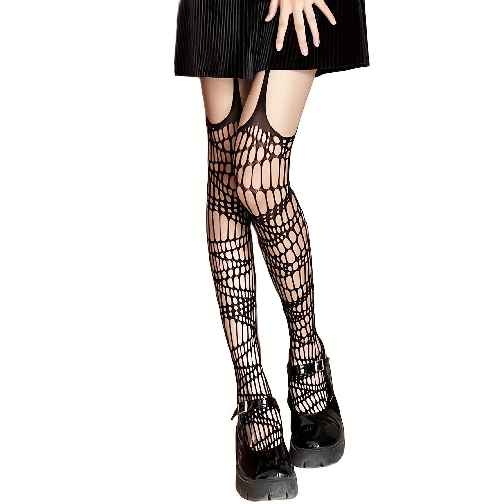Pack Suspender Fishnet Tights High Waist Mesh Pantyhose Women's Stockings
