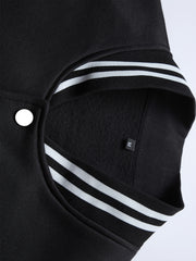 Men's Alphabet Print Fleece Baseball Jacket