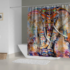 Elephant Flower Shower Curtain with Plastic Hooks