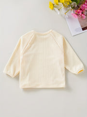 Girl's Loose Pullover Top with Buckle Round Neck