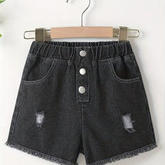 Girls' Casual Ripped Denim Shorts For Summer