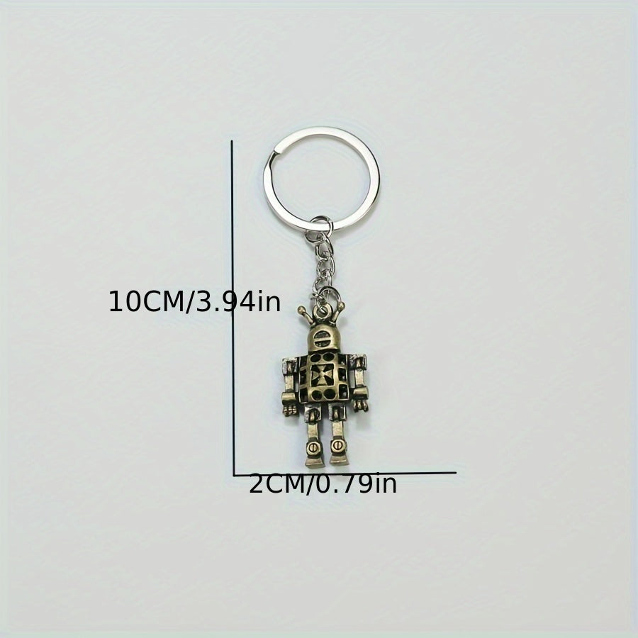 Retro 3D Hollow Robot Key Chain Bag Pendant Christmas Gift
