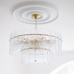 PU European Style Lamp Panel Ceiling Decoration Round Carved Lamp Holder