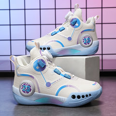 Boys' Rotating Buckle Basketball Shoes Non Slip Sneakers