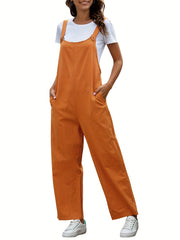 Solid Sleeveless Jumpsuit Wide Leg Cami Jumpsuit Women's Clothing
