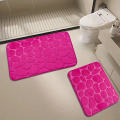 2PC Cobblestone Texture Bathroom Carpet Set