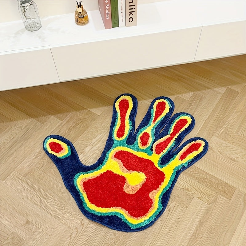 Soft Palm Shape Rug Multicolor Flocking Material Decor