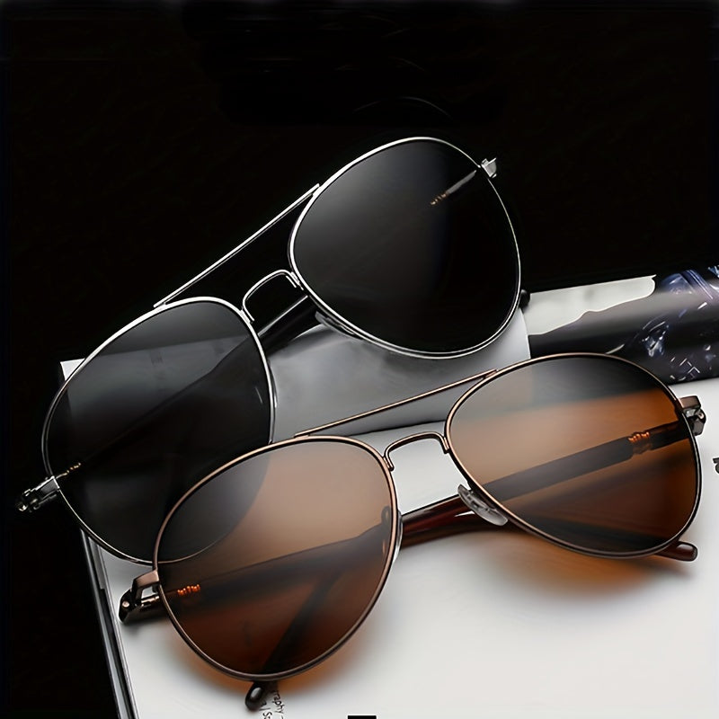 Men's Mixed Alloy Polarized Sunglasses Vintage Pilot Sun Glasses
