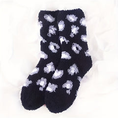 Women's Leopard Print Fuzzy Socks Warm Slipper Socks
