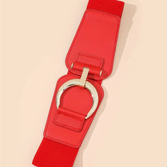 Wide Belt Solid Elastic Waistband Vintage Dress Coat Girdle