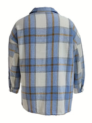 Plaid Print Button Up Long Sleeve Turn Down Collar Shacket
