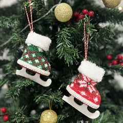 Mini Christmas Skates Pendant Knitted Plush Wool Skates
