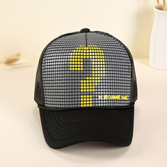 Mosaic Print Mesh Baseball Cap Lightweight Hip Hop Unisex Trucker Hat