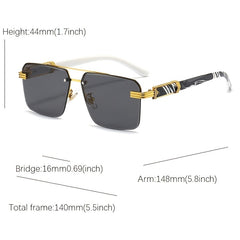 Men's Half Frame Square Cut Sunglasses