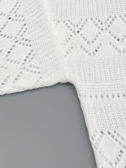 Solid Cut Out Open Front Cardigan Casual Half Sleeve Cardigan