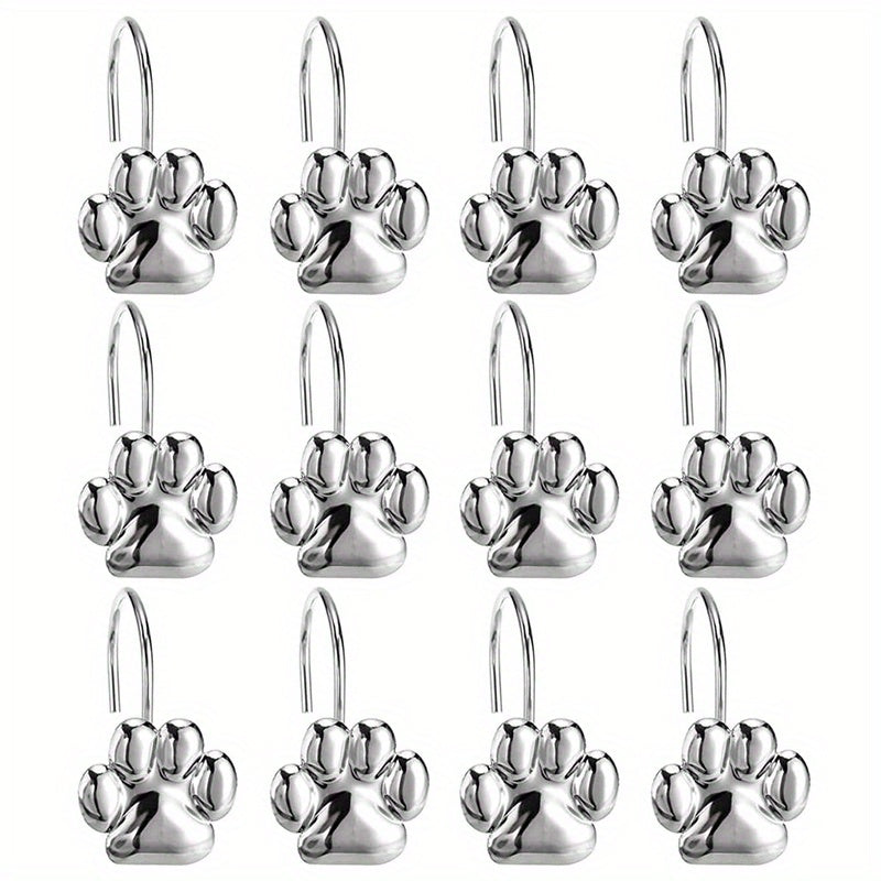 12pcs Cat Paw Print Shower Curtain Hook Bathroom Accessories