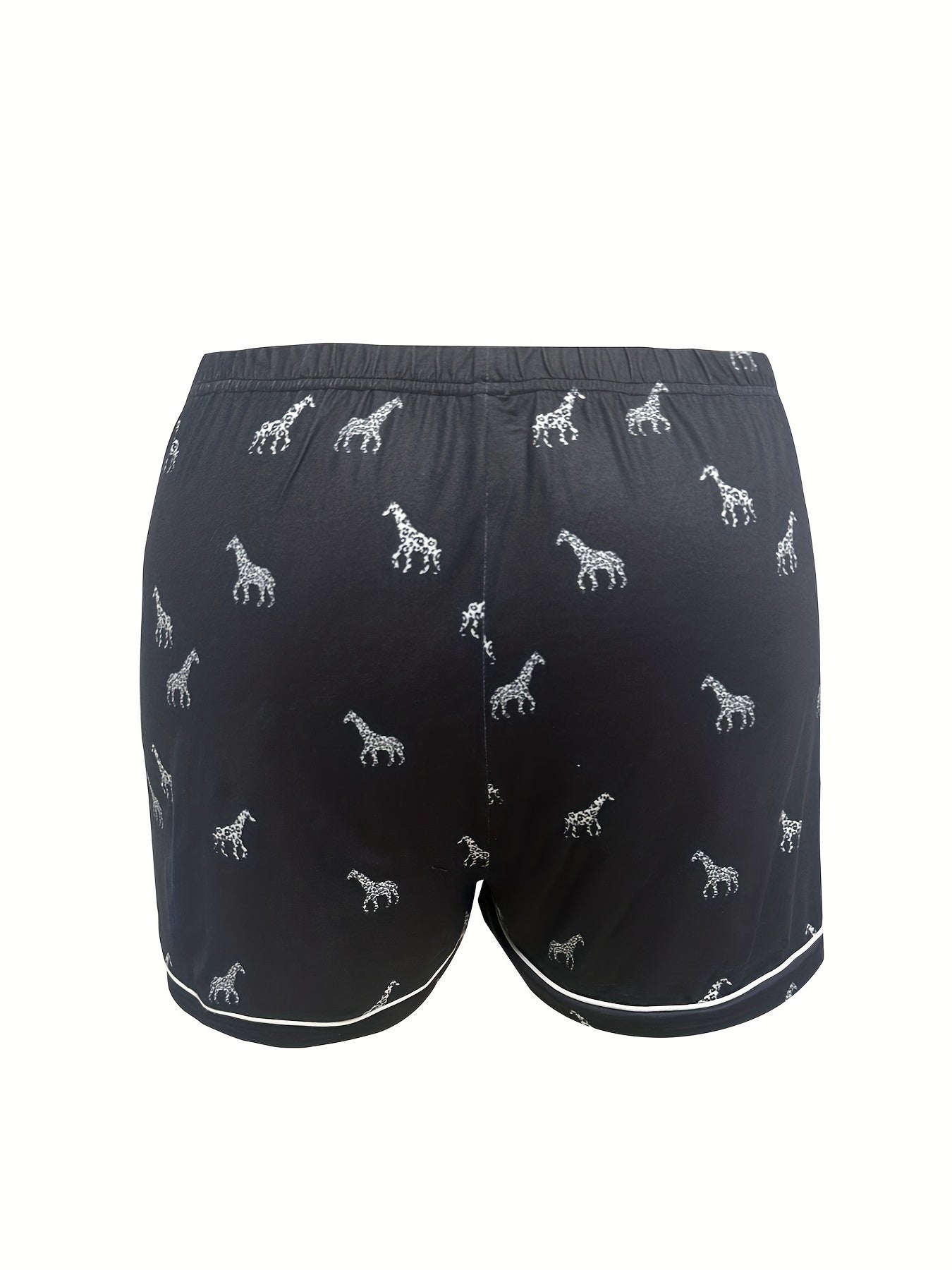 Giraffe Print Pajamas Set Button Up Shirt & Shorts Two Piece