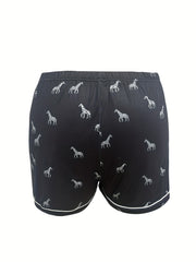 Giraffe Print Pajamas Set Button Up Shirt & Shorts Two Piece