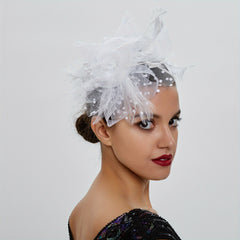 Dotted Mesh Flower Fascinator Hat 20s Hat Headband