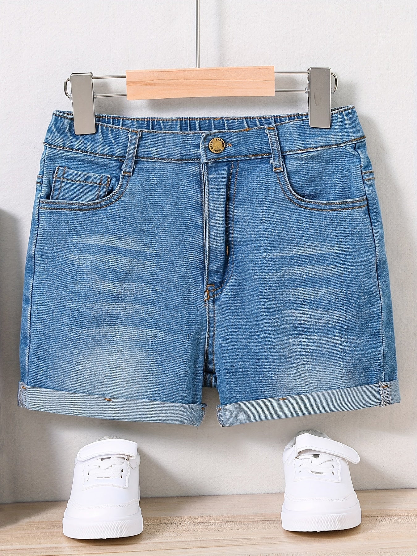 Girls Vintage Style Denim Skinny Shorts Stretchy Slim Fit Casual Summer Shorts