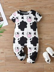 Cow Print Romper Short Sleeve Jumpsuit for Baby Boys and Girls