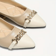 Chain Decor Flat Shoes Point Toe Slip On Lightweight Ballet Shoes