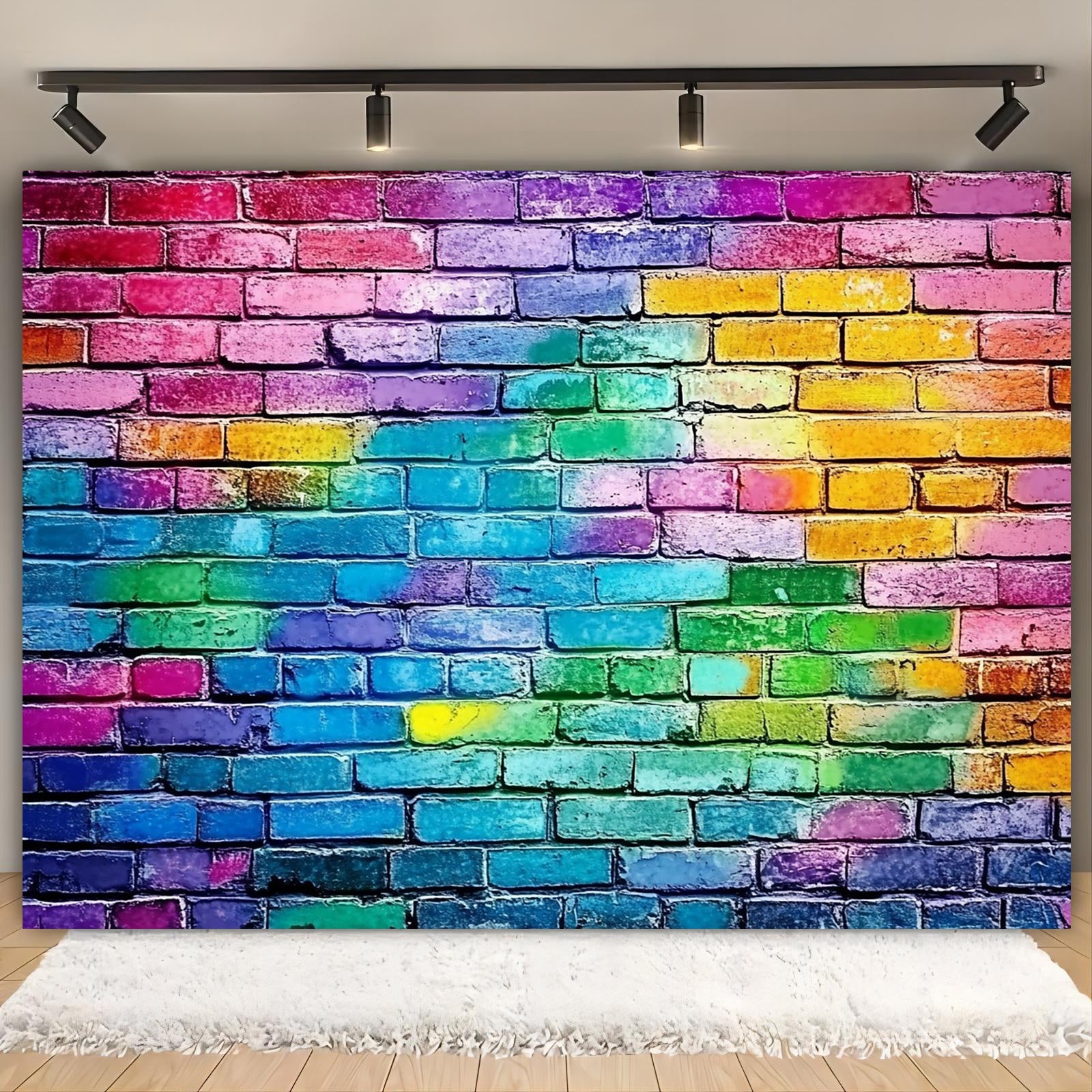 Colorful Brick Wall Backdrop for Events with Tripod Stand