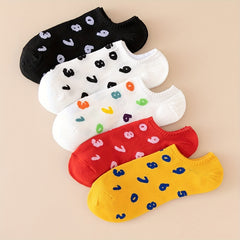 5 10 Pairs Number Print Socks Soft Lightweight Low Cut Ankle Socks